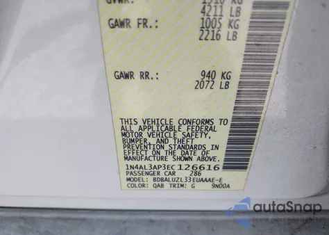 2014 Nissan Altima 2.5 Sv z USA, uszkodzony, nr VIN 1N4AL3AP3EC126616